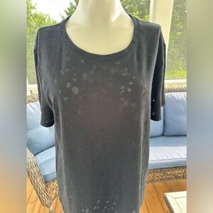 Chicos black tshirt top with a see through pattern w/ dot appearance (2) large